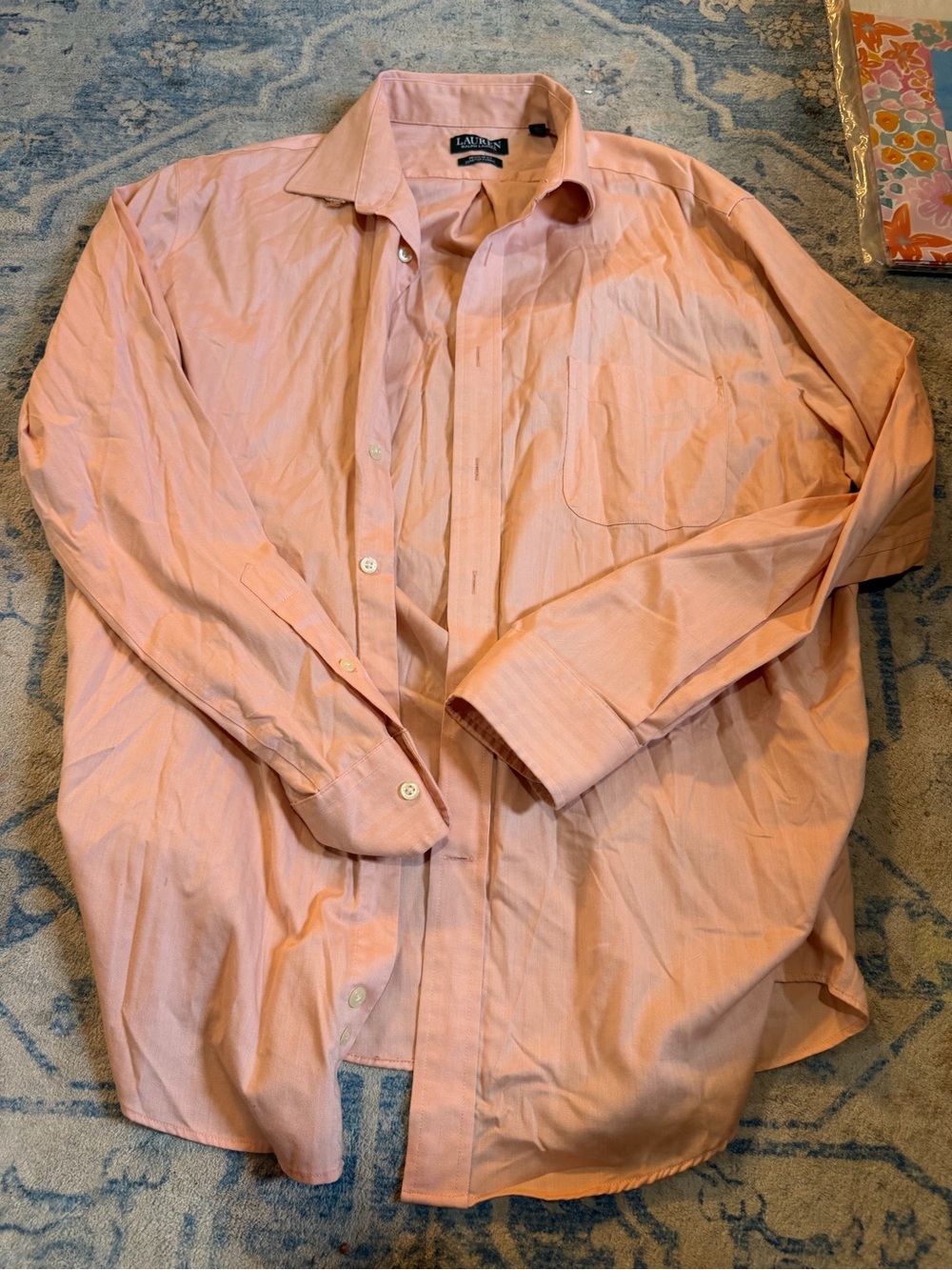 Ralph Lauren Men's Light Pink Button-Up Dress Shirt